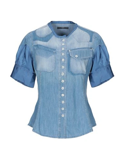 Shop High Denim Shirt In Blue