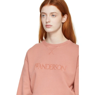 Shop Jw Anderson Pink Jwa Logo Embroidery Sweatshirt In Dusty Rose