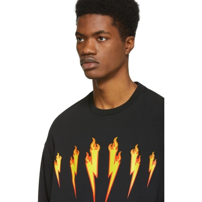 Shop Neil Barrett Black Firebolt Sweatshirt In 1004blkylw
