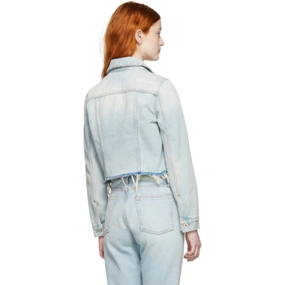 Shop Off-white Blue Cropped Denim Jacket In Bleach