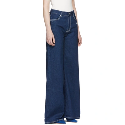 Shop Off-white Blue Straight Leg Jeans In Dk Bluewash