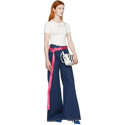 Shop Off-white Blue Straight Leg Jeans In Dk Bluewash