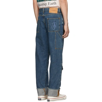 Shop Jw Anderson Blue Shaded Multi-pocket Jeans In Mid Blue