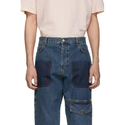 Shop Jw Anderson Blue Shaded Multi-pocket Jeans In Mid Blue