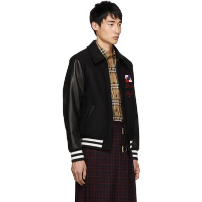 Shop Burberry Black Chequer Stockbridge Bomber Jacket In Abmhhblack