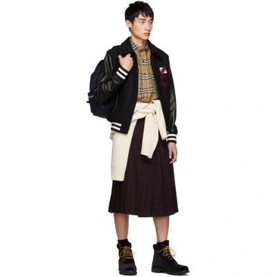 Shop Burberry Black Chequer Stockbridge Bomber Jacket In Abmhhblack