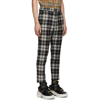 Shop Burberry Black And White Check Serpentine Trousers In 108763black