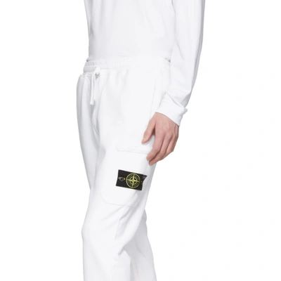 Shop Stone Island White Logo Badge Lounge Pants In V0001 White