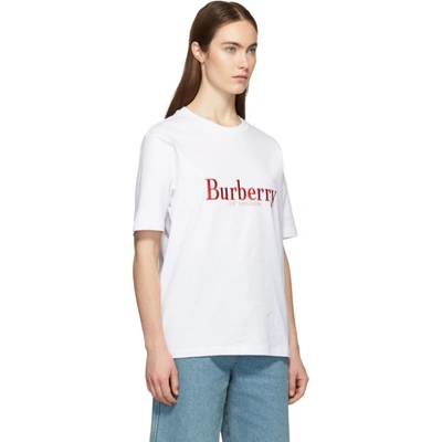 Shop Burberry White Vintage Logo Lopori T-shirt In White/red