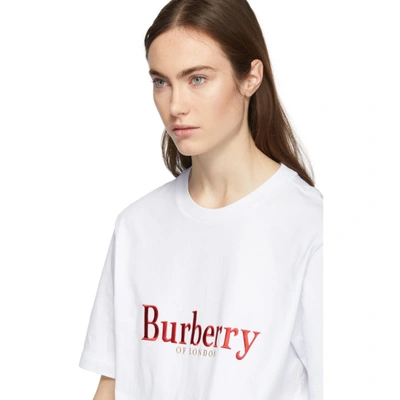 Burberry Oversized Logo Cotton Jersey T-shirt In White/ Red | ModeSens