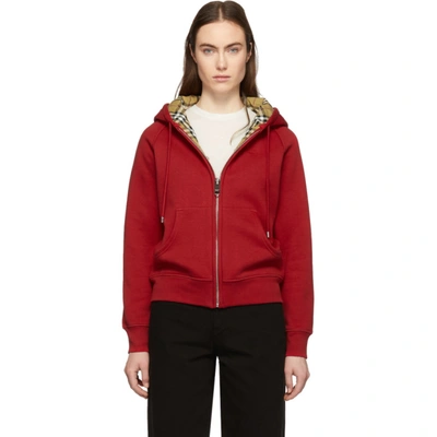 Shop Burberry Red Hackfall Hoodie In Cad Red