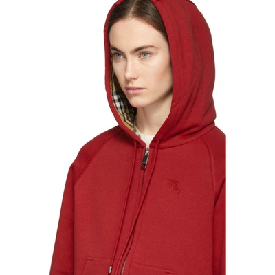 Shop Burberry Red Hackfall Hoodie In Cad Red