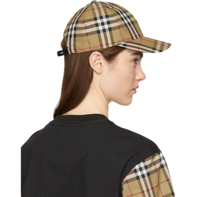 Shop Burberry Beige Rainbow Vintage Check Cap In Ant Yellow