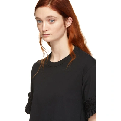 Shop See By Chloé See By Chloe Black Ruffle Sleeve T-shirt In 001 Black