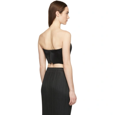 Shop Issey Miyake Pleats Please  Black Pleated Cropped Tube Top In 15 Black