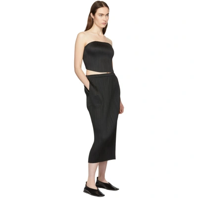 Shop Issey Miyake Pleats Please  Black Pleated Cropped Tube Top In 15 Black