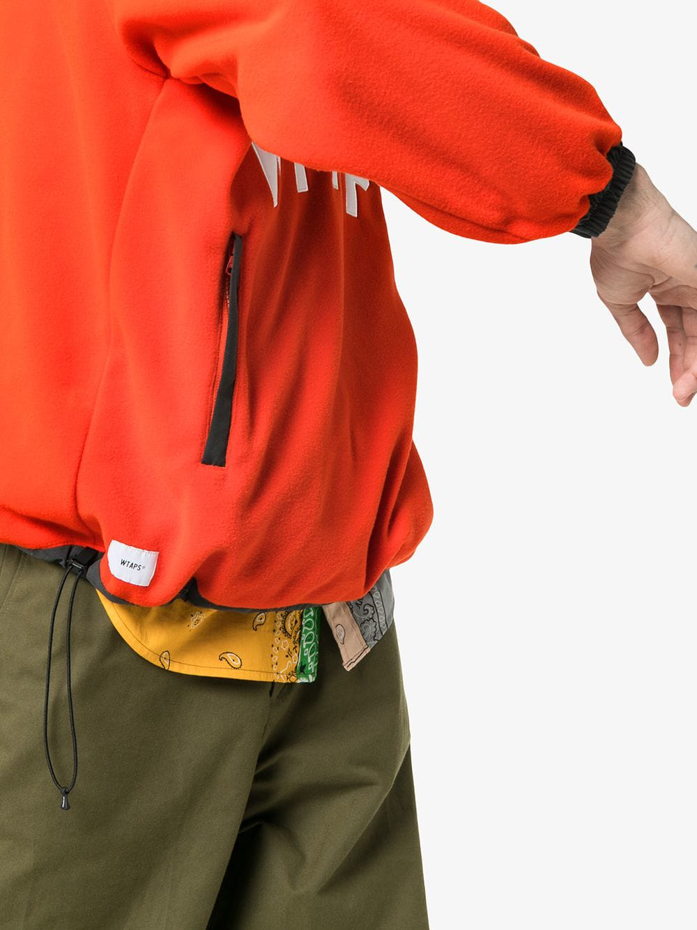 Wtaps Logo Applique Zipped Fleece In Orange | ModeSens