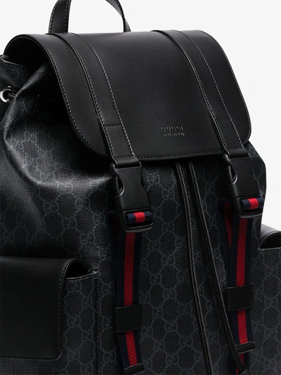 Shop Gucci Black Logo Red Striped Backpack