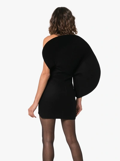 Shop Saint Laurent Oversized Flounce Wool Bustier Dress In Black