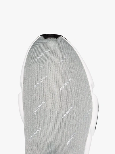 Shop Balenciaga Grey Speed Reflective Logo Sneakers