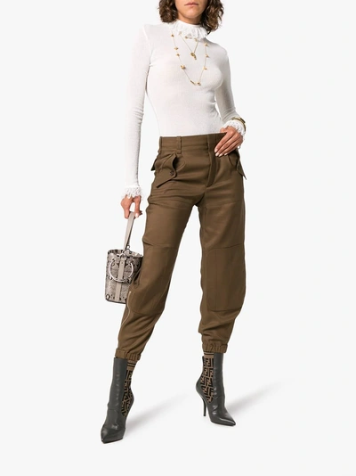 Shop Chloé Cargo Trousers With Tapered Hem In Brown