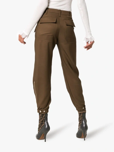 Shop Chloé Cargo Trousers With Tapered Hem In Brown