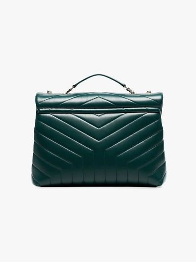 Shop Saint Laurent Green Loulou Quilted Leather Shoulder Bag