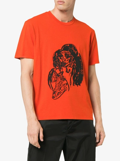 Shop Our Legacy Woman Printed Cotton T-shirt In Yellow/orange