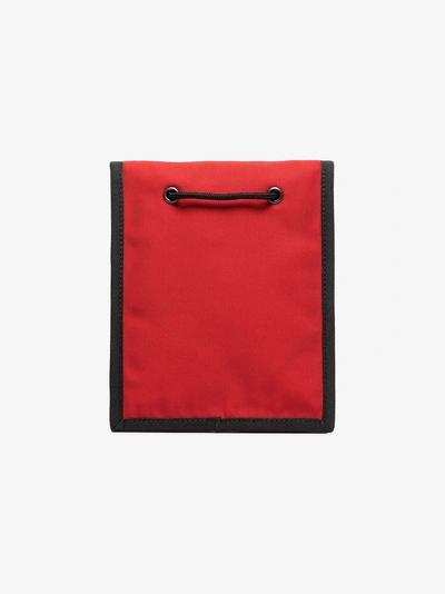 Shop Balenciaga Red Explorer Logo Embroidered Pouch