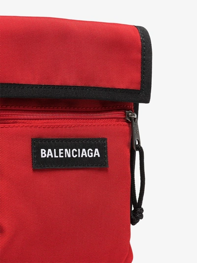 Shop Balenciaga Red Explorer Logo Embroidered Pouch