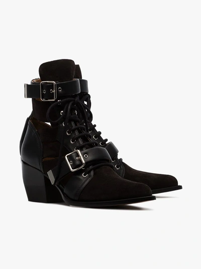 Shop Chloé Black Reilly 60 Suede Leather Boots In 008 Charcoal Black