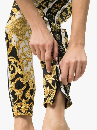 Shop Versace Baroque Silk Track Pants In Black
