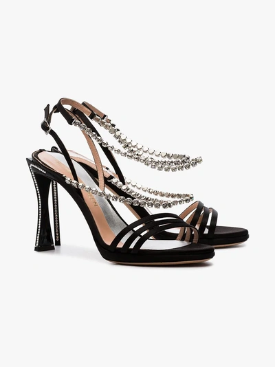 Shop Alchimia Di Ballin Black Mya 100 Crystal Embellished Silk Satin Sandals