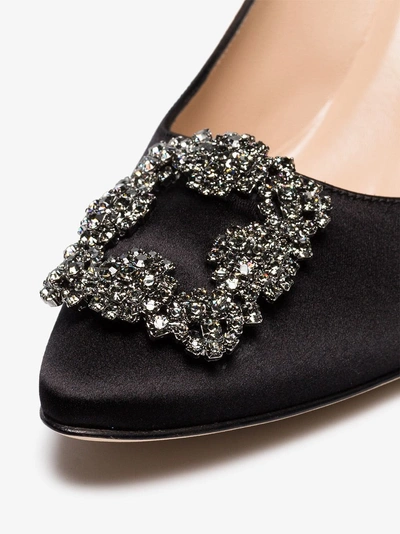 Manolo Blahnik Black Hangisi 70 Satin Pumps In Black