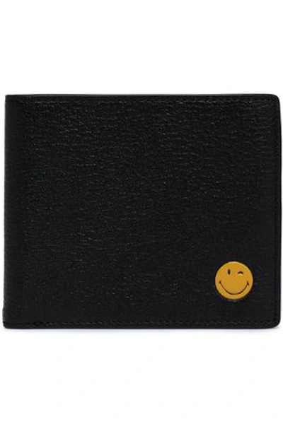Shop Anya Hindmarch Woman Appliquéd Leather Wallet Black
