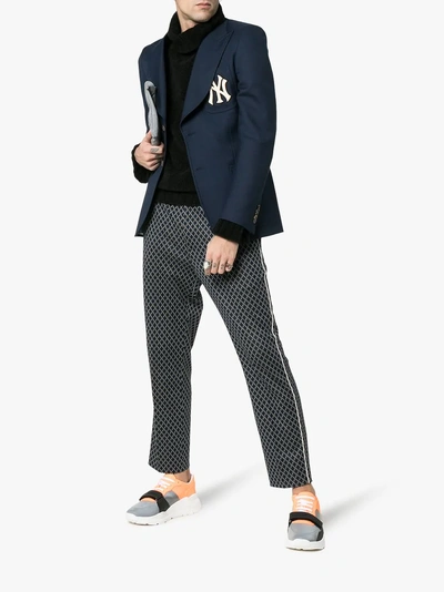 Shop Gucci G Frames Jersey Jogging Pants In Blue