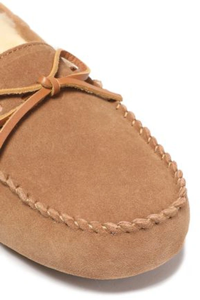 Shop Australia Luxe Collective Shearling-lined Suede Slippers In Camel