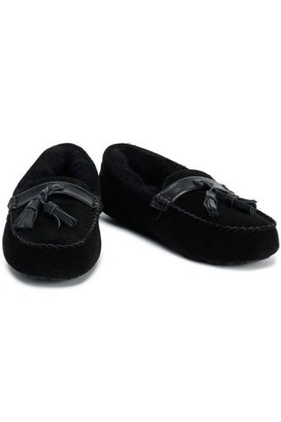 Shop Australia Luxe Collective Tasseled Shearling Loafers In Black