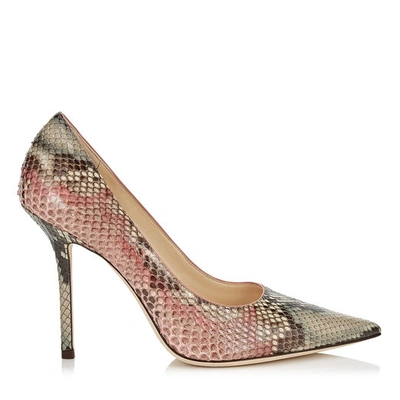 Shop Jimmy Choo Love 100 Rosewood Painted Desert Python Pointy Toe Pumps In Rosewood Mix