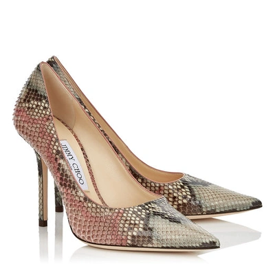 Shop Jimmy Choo Love 100 Rosewood Painted Desert Python Pointy Toe Pumps In Rosewood Mix