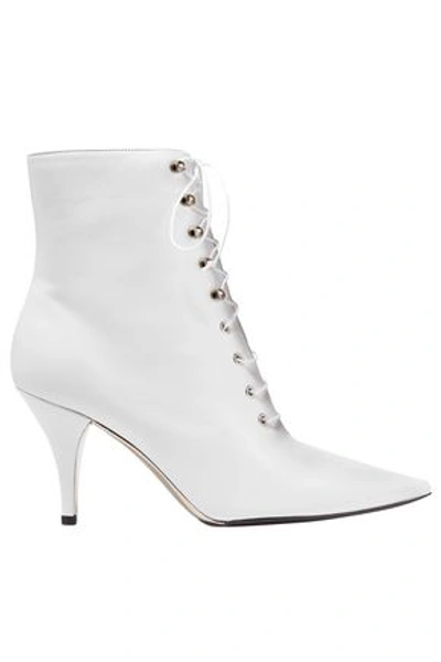 Shop Calvin Klein 205w39nyc Woman Lace-up Leather Ankle Boots White