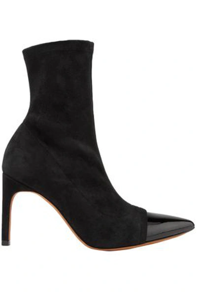 Shop Givenchy Woman Graphic Patent Leather-trimmed Suede Sock Boots Black