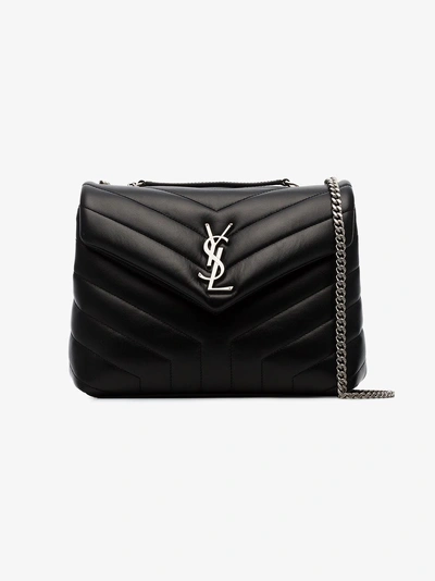 Shop Saint Laurent Black Loulou Small Quilted Leather Crossbody Bag