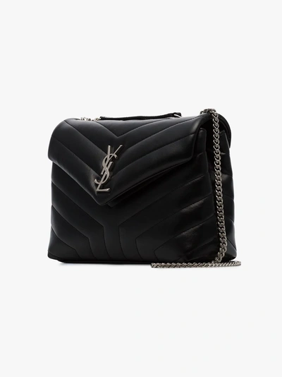 Shop Saint Laurent Black Loulou Small Quilted Leather Crossbody Bag
