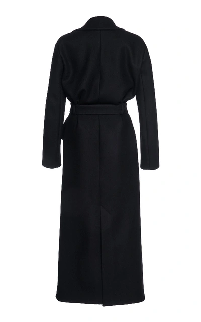 Shop Jacquemus Aissa Pleated Wool-blend Coat In Black