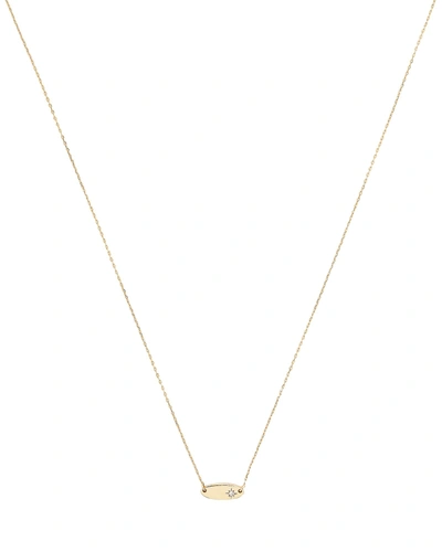 Shop Adina Reyter Super Tiny Oval Stamp Diamond Necklace In Gold