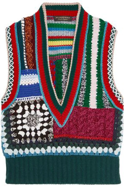 Shop Burberry Jacquard-knit Gilet In Multicolor