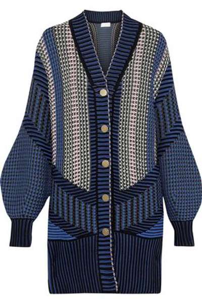 Shop Peter Pilotto Woman Crochet-knit Cotton-blend Cardigan Navy