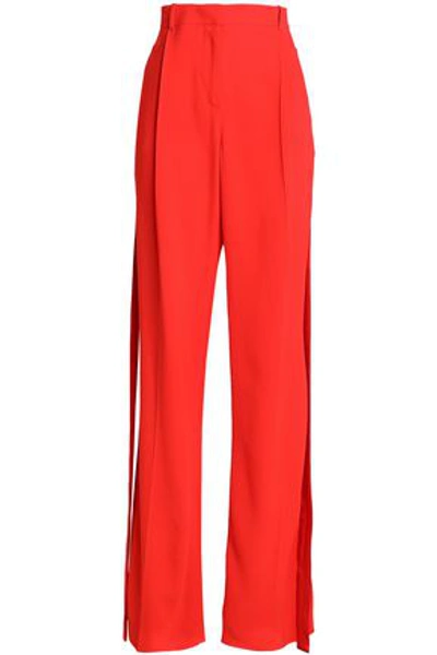 Shop Givenchy Silk Satin-trimmed Crepe Wide-leg Pants In Red