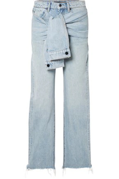 Shop Alexander Wang Tie-front High-rise Straight-leg Jeans In Light Denim